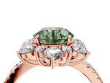 Rose gold Fancy Green Round  Cut Diamond Floral Halo Pave Band with Prong Setting_41