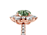 Rose gold Fancy Green Round  Cut Diamond Floral Halo Pave Band with Prong Setting_42