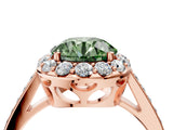 Rose gold Fancy Green Round Cut Diamond Floral Halo Ring with Pavé Band and Prong Setting_7