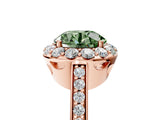 Rose gold Fancy Green Round Cut Diamond Floral Halo Ring with Pavé Band and Prong Setting_8