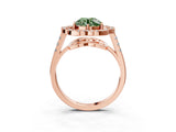 Rose gold Fancy Green Round Cut Diamond Floral Halo Split Shank Prong Setting Ring_3
