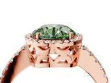 Rose gold Fancy Green Round Cut Diamond Halo Engagement Ring with Pavé Band and Prong Setting_31
