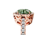 Rose gold Fancy Green Round Cut Diamond Halo Engagement Ring with Pavé Band and Prong Setting_32