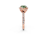 Rose gold Fancy Green Round Cut Diamond Halo Pave Band with Four-Prong Setting_5