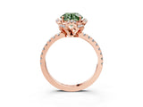 Rose gold Fancy Green Round Cut Diamond Halo Pave Band with Four-Prong Setting_6