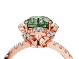 Rose gold Fancy Green Round Cut Diamond Halo Pave Band with Four-Prong Setting_7