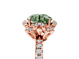 Rose gold Fancy Green Round Cut Diamond Halo Pave Band with Four-Prong Setting_8