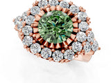 Rose gold Fancy Green Round Cut Diamond Halo Ring with Pavé Band and Four-Prong Setting_58