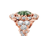 Rose gold Fancy Green Round Cut Diamond Halo Ring with Pavé Band and Four-Prong Setting_62