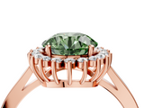 Rose gold Fancy Green Round  Cut Diamond Halo Ring with Round Brilliant Halo and Solitaire Band_91