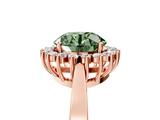 Rose gold Fancy Green Round  Cut Diamond Halo Ring with Round Brilliant Halo and Solitaire Band_92