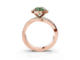 Rose gold Fancy Green Round Cut Diamond Halo Ring with Round Split Shank and Prong Setting_39