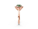 Rose gold Fancy Green Round  Cut Diamond Halo Ring with Solitaire Band and Prong Setting_77