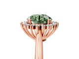 Rose gold Fancy Green Round  Cut Diamond Halo Ring with Solitaire Band and Prong Setting_80