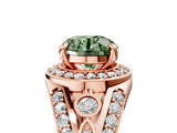 Rose gold Fancy Green Round Cut Diamond Halo Ring with Split Shank and Bezel Accents and Four-Prong Setting_5
