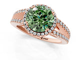 Rose gold Fancy Green Round Cut Diamond Halo Split Shank Engagement Ring_40