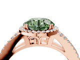 Rose gold Fancy Green Round Cut Diamond Halo Split Shank Engagement Ring_43