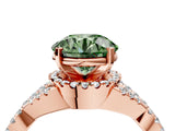 Rose gold Fancy Green Round Cut Diamond  Halo Twist Band Solitaire Prong Setting Ring_40