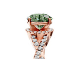 Rose gold Fancy Green Round Cut Diamond  Halo Twist Band Solitaire Prong Setting Ring_41
