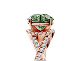 Rose gold Fancy Green Round Cut Diamond  Halo Twist Band Solitaire Prong Setting Ring_47
