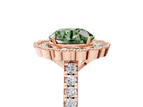 Rose gold Fancy Green Round  Cut Diamond Milgrain Floral Halo Engagement Ring with Pavé Band_20