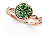 Rose gold Fancy Green Round  Cut Diamond Milgrain Marquise Band with Prong Setting_4