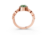 Rose gold Fancy Green Round  Cut Diamond Milgrain Marquise Band with Prong Setting_6