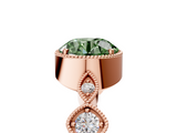 Rose gold Fancy Green Round  Cut Diamond Milgrain Marquise Band with Prong Setting_8