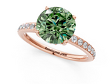 Rose gold Fancy Green Round  Cut Diamond Pavé Band Ring with Four-Prong Setting_25