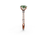Rose gold Fancy Green Round  Cut Diamond Pavé Band Ring with Four-Prong Setting_26