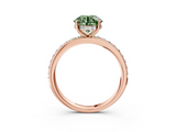 Rose gold Fancy Green Round  Cut Diamond Pavé Band Ring with Four-Prong Setting_27