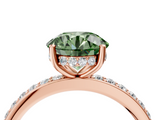 Rose gold Fancy Green Round  Cut Diamond Pavé Band Ring with Four-Prong Setting_28