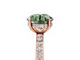 Rose gold Fancy Green Round  Cut Diamond Pavé Band Ring with Four-Prong Setting_29