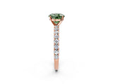 Rose gold Fancy Green Round Cut Diamond Pavé Band Solitaire Ring with Prong Setting_64