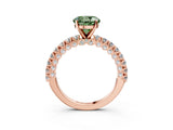 Rose gold Fancy Green Round Cut Diamond Pavé Band Solitaire Ring with Prong Setting_65