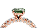 Rose gold Fancy Green Round Cut Diamond Pavé Band Solitaire Ring with Prong Setting_66