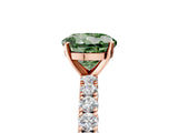 Rose gold Fancy Green Round Cut Diamond Pavé Band Solitaire Ring with Prong Setting_67