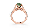 Rose gold Fancy Green Round  Cut Diamond Pavé Band Solitaire with Four-Prong Setting_18
