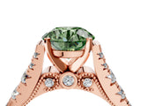 Rose gold Fancy Green Round  Cut Diamond Pavé Band Solitaire with Four-Prong Setting_19