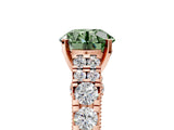 Rose gold Fancy Green Round  Cut Diamond Pavé Band Solitaire with Four-Prong Setting_20