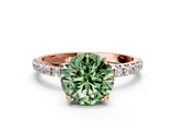 Rose gold Fancy Green Round  Cut Diamond Pavé Band Solitaire with Four-Prong Setting_3