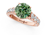 Rose gold Fancy Green Round  Cut Diamond Pavé Band Solitaire with Four-Prong Setting_4