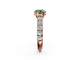 Rose gold Fancy Green Round  Cut Diamond Pavé Band Solitaire with Four-Prong Setting_5