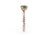 Rose gold Fancy Green Round  Cut Diamond Pavé Band Solitaire with Four-Prong Setting_5