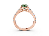 Rose gold Fancy Green Round  Cut Diamond Pavé Band Solitaire with Four-Prong Setting_6