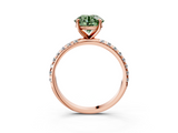 Rose gold Fancy Green Round  Cut Diamond Pavé Band Solitaire with Four-Prong Setting_6