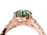 Rose gold Fancy Green Round  Cut Diamond Pavé Band Solitaire with Four-Prong Setting_7