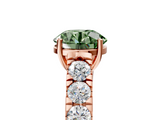 Rose gold Fancy Green Round  Cut Diamond Pavé Band Solitaire with Four-Prong Setting_8