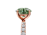 Rose gold Fancy Green Round  Cut Diamond Pavé Band Solitaire with Four-Prong Setting_8