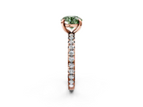 Rose gold Fancy Green Round  Cut Diamond Pavé Band with Four-Prong Setting_56